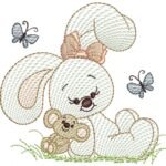 Coelha Sentada com Ratinho - Rippled