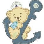 Urso Marinheiro Segurando Âncora - Aplique