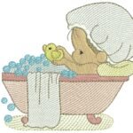 Menina Cute Tomando Banho na Banheira - Rippled