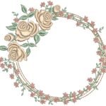 Moldura com Rosas e Ramos Delicados - Ponto Cheio