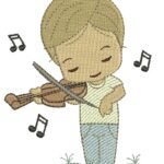Menino Cute Tocando Violino - Rippled