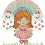 Princesa com Arco-íris e Nuvens - Aplique