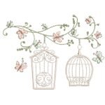 Galho com Gaiola e Borboletas R68-09