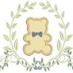 Ramo com Flor e Urso em Aplique