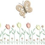 Jardim de Tulipas com Borboletas em 3D