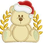 Urso Natalino com Ramo de Louro  - Aplique