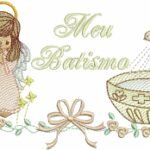 Anjo Menina e Pia Batismal em Pontos Leves