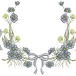 Floral e Laço com Borboletas em Pontos Leves