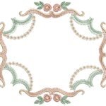 Moldura com Rosas Pequenas e Bolinhas - Ponto Cheio