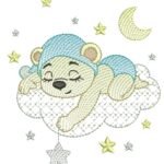 Urso Dormindo na Nuvem Segurando Estrela - Rippled