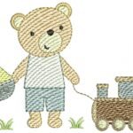 Urso com Ursinho Puxando Trem - Rippled