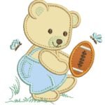 Urso com Bola de Futebol Americano - Aplique