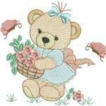 Ursa Segurando Cesta de Flores - Rippled