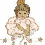 Menina Bailarina Sentada Segurando Sapatilha - Aplique