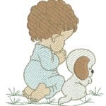 Menino Orando com Cachorrinho - Rippled
