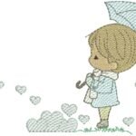 Menino com Guarda-chuva e Corações - Rippled