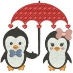 Pinguim Casal com Sombrinha - Ponto Cheio