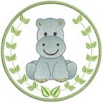 Safari em Moldura Com folha e Hipopótamo Rippled