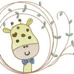 Girafa Menino na Moldura com Folhas - Rippled