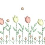 Jardim de Tulipas com Borboletas em Crivo