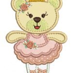 Ursa Bailarina com Coroa Mãos Abertas - Aplique