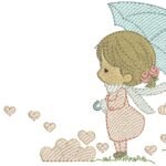 Menina com Guarda-chuva e Corações - Rippled