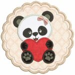 Ursa Panda com Coração na Moldura - Aplique