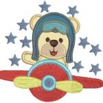 Urso Aviador no Avião - Aplique