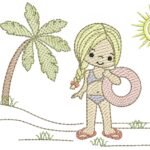 Menina na Praia com Bóia - Rippled