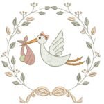 Cegonha e Bebê na Moldura - Pontos Leves