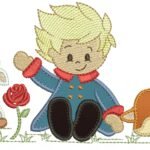 Pequeno Principe Sentado com Raposa e Ovelha - Aplique