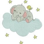 Elefantinho Dormindo na Nuvem e Passarinho - Ponto Rippled