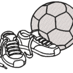 Chuteira e Bola Contorno em Ponto Cheio