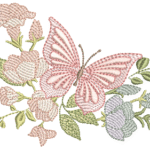 Borboleta e Flores em Pontos Leves