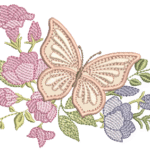 Borboleta e Flores em Aplique