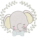 Elefante e Folhagem em Pontos Leves