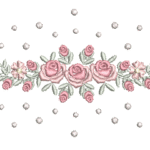 Floral de Rosas, Flores e Bolinhas Poás em Ponto Cheio