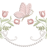 Floral de Tulipas e Borboleta 3D R87