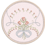 Floral de Tulipas e Moldura em Pontos Leves