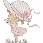 Menina Coelho e Chapéu em Pontos Leves