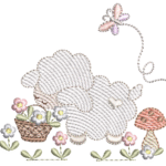 Carneiro e Cesta de Flor R91 em Pontos Leves