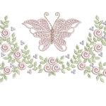 Floral com Borboleta R92 em Ponto Cheio