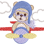 Urso Aviador no Avião em Pontos Leves