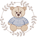 Urso Sentado e Ramo em Pontos Leves e Cheio