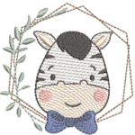 Zebra com Laço e Moldura -em Pontos Leves