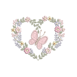 Coração Floral e  Borboleta 3D RQ 589