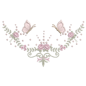 Floral de Rosas e Borboleta 3D RQ 626