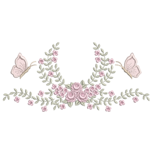Floral de Rosas e Borboleta 3D RQ 627